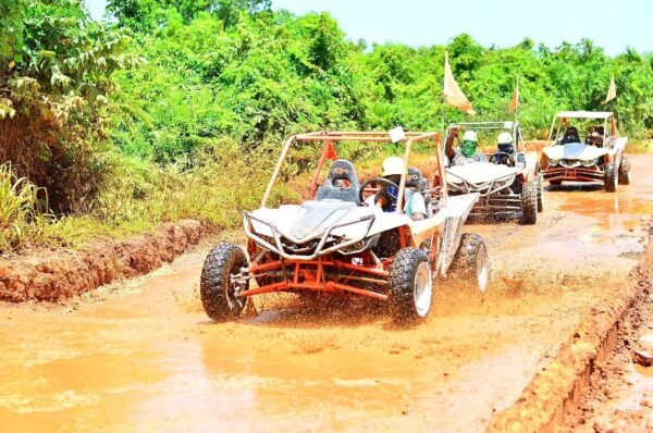 buggy-adventure-punta-cana-01-convoy-muddy-trail ATV Adventure Punta Cana- Off-Road Jungle Experience